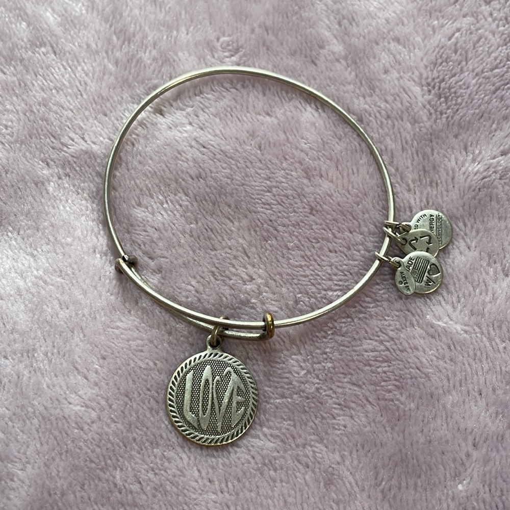 Silver Alex and Ani Love Charm Bracelet